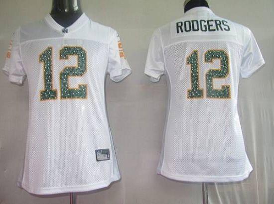 Packers #12 Aaron Rodgers White Women's Sweetheart Stitched NFL Jersey